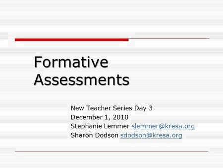 Formative Assessments