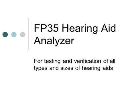 FP35 Hearing Aid Analyzer