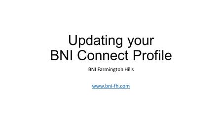 Updating your BNI Connect Profile