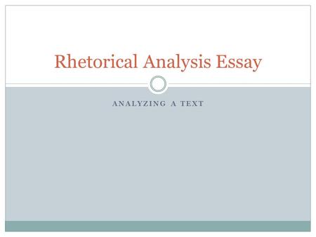 Rhetorical Analysis Essay