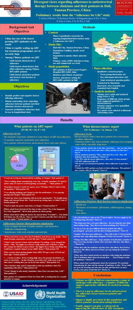 Results Conclusions Background And Objectives Objectives Divergent views regarding adherence to antiretroviral therapy between clinicians and their patients.