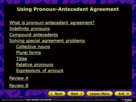 Using Pronoun-Antecedent Agreement