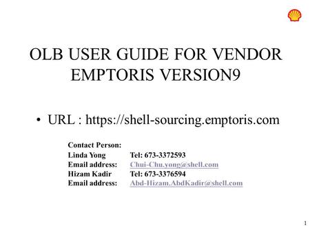 OLB USER GUIDE FOR VENDOR EMPTORIS VERSION9