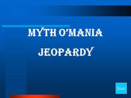 Myth O’Mania Jeopardy Start Final Jeopardy Question Vocabulary 1 Vocabulary 2 Events 1Events 2Characters 10 20 30 40.