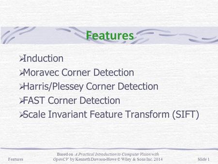 Features Induction Moravec Corner Detection