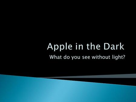 What do you see without light?  In the absence of light, how much can you see?