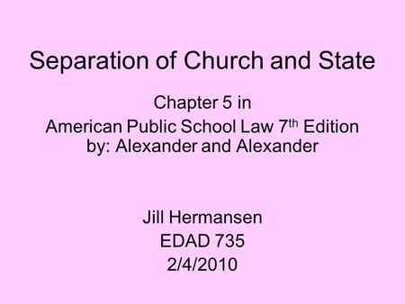 Separation of Church and State