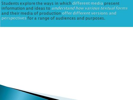 Elective 2: History and Memory In their responding and composing, students consider their prescribed text and other texts which explore the relationships.