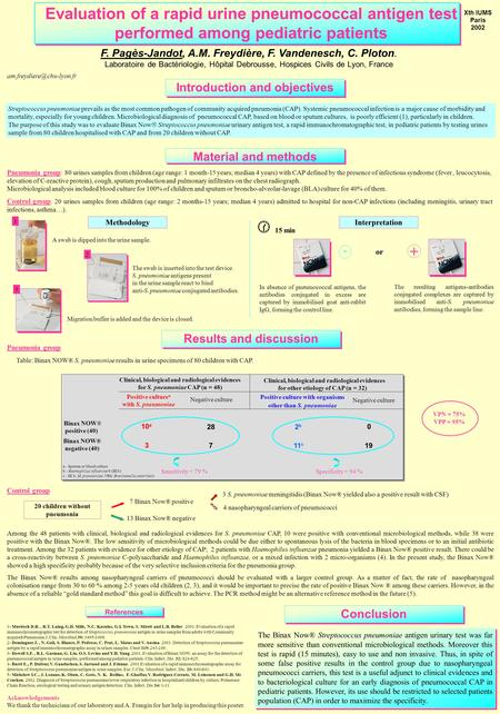 Evaluation of a rapid urine pneumococcal antigen test performed among pediatric patients Evaluation of a rapid urine pneumococcal antigen test performed.