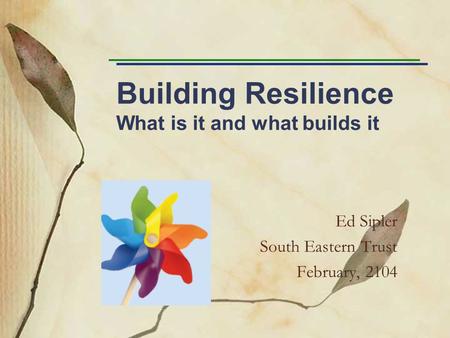 Building Resilience What is it and what builds it