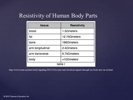 © 2012 Pearson Education, Inc. {  Resistivity.