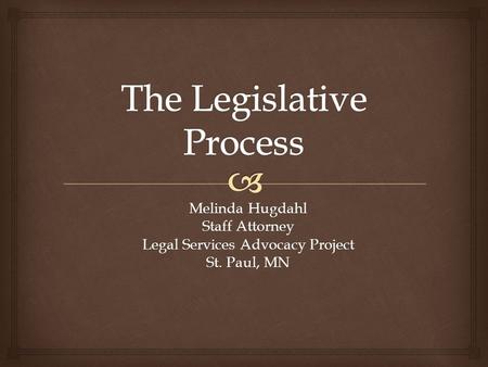 The Legislative Process