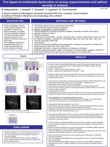 A. Nakonechna 1, J. Antipkin 2,T. Umanets 2, V. Lapshyn 2, N. Goncharenko 2 1) Royal Liverpool and Broadgreen University Hospitals NHS Trust, Liverpool,