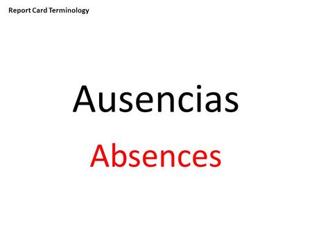 Report Card Terminology Ausencias Absences. Report Card Terminology Contabilidad Accounting.