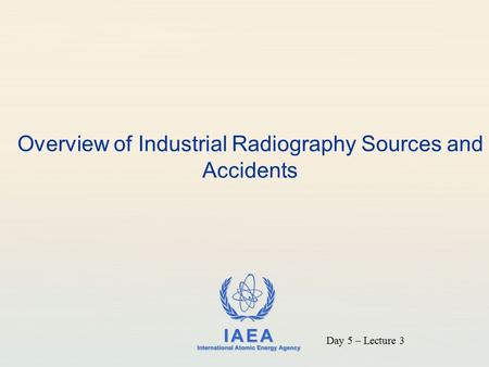 Overview of Industrial Radiography Sources and Accidents