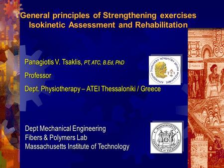 Panagiotis V. Tsaklis, PT, ATC, B.Ed, PhD Professor