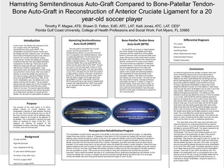 Introduction In this review, the athlete had received his first ACL surgery using the Hamstring Semitendinosus auto-graft (HMST). The rehabilitation process.