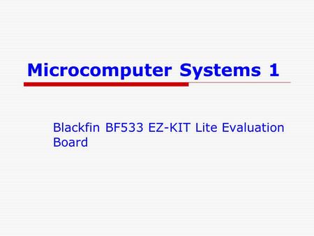 Microcomputer Systems 1