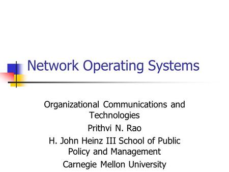 Network Operating Systems