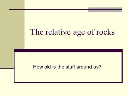 The relative age of rocks