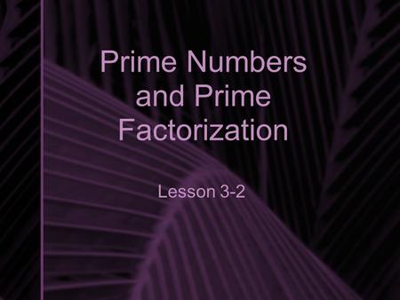 Prime Numbers and Prime Factorization