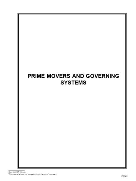 Prime Movers and Governing Systems