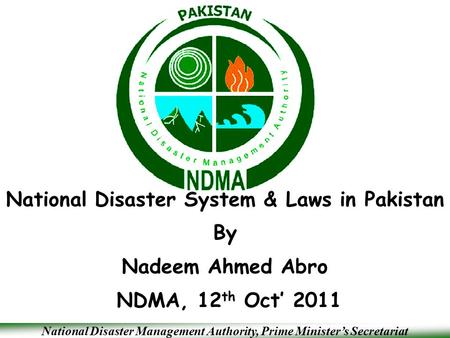 National Disaster System & Laws in Pakistan