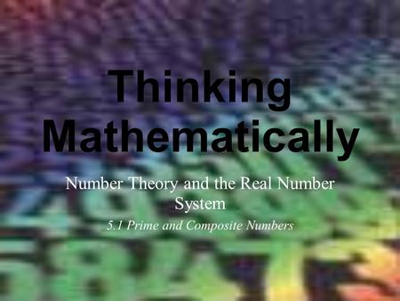 Thinking Mathematically