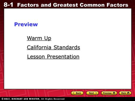 Preview Warm Up California Standards Lesson Presentation.