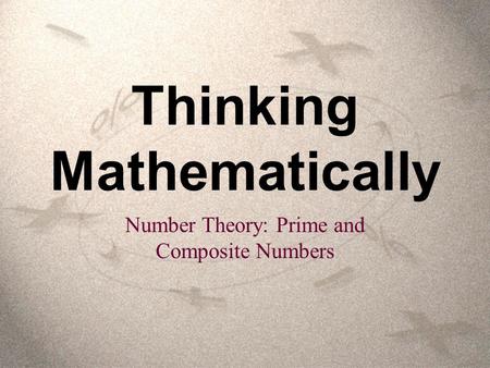 Thinking Mathematically