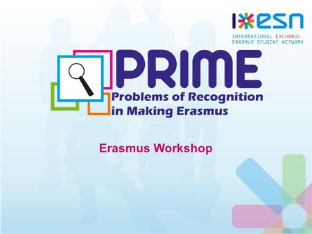 Erasmus Workshop. What is PRIME? Problems of Recognition In Making Erasmus European-wide research project Conducted by ESN with the support of the European.