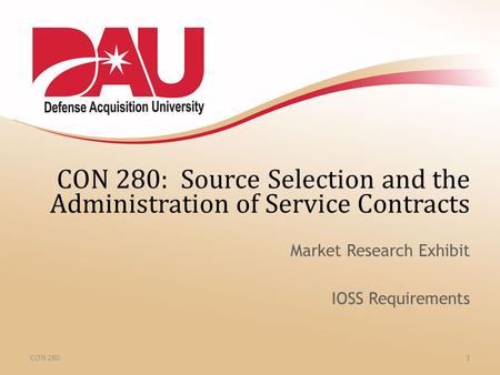 CON 280: Source Selection and the Administration of Service Contracts