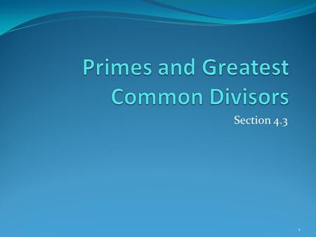 Primes and Greatest Common Divisors