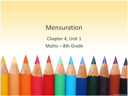 Chapter 4, Unit 1 Maths – 8th Grade