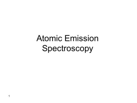 Atomic Emission Spectroscopy