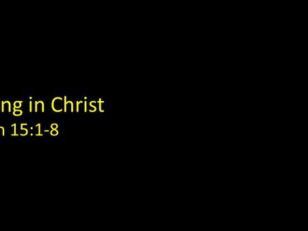 Remaining in Christ John 15:1-8. 1I am the true vine, and my Father is the gardener. 2 He cuts off every branch in me that bears no fruit, while every.