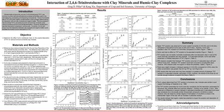 Interaction of 2,4,6-Trinitrotoluene with Clay Minerals and Humic-Clay Complexes Greg D. Pillar* & Kang Xia, Department of Crop and Soil Sciences, University.