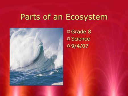 Parts of an Ecosystem RGrade 8 RScience R9/4/07 RGrade 8 RScience R9/4/07.