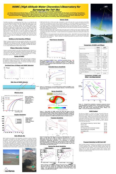 Proposal Submitted to NSF/DoE HEP Given the large increase in sensitivity for a moderate cost, we have decided to propose to build HAWC. A proposal was.