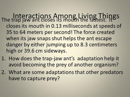 Interactions Among Living Things