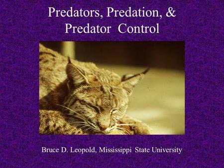 Predators, Predation, & Predator Control Bruce D. Leopold, Mississippi State University.