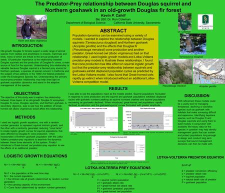 ABSTRACT Population dynamics can be examined using a variety of models. I wanted to explore the relationship between Douglas squirrels (Tamiasciurus douglasii)