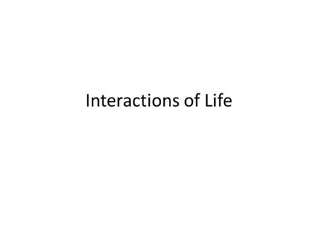 Interactions of Life. Interaction There are three main types of interaction between organisms: Competition Predation Symbiosis.