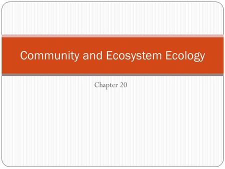 Community and Ecosystem Ecology