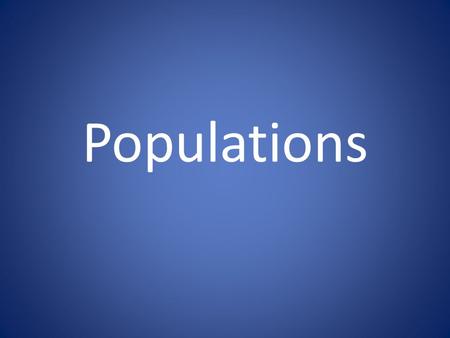 Populations. Rates That Affect Population Size Natality- the birth rate; the number of births over time Mortality- the death rate; the number of deaths.