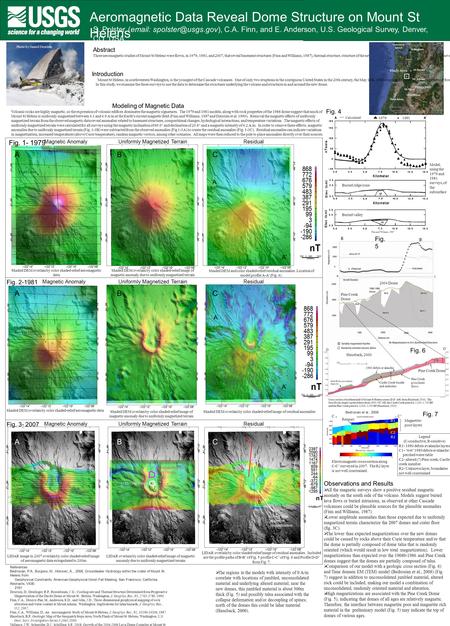 Aeromagnetic Data Reveal Dome Structure on Mount St Helens S. Polster (  C.A. Finn, and E. Anderson, U.S. Geological Survey, Denver,