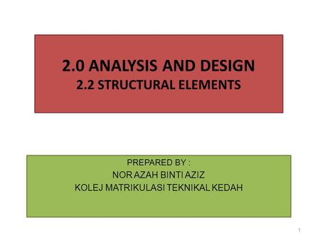 PREPARED BY : NOR AZAH BINTI AZIZ KOLEJ MATRIKULASI TEKNIKAL KEDAH