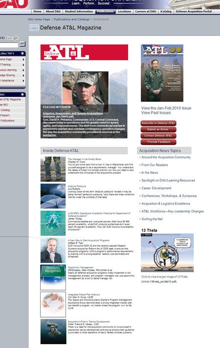 FEATURE INTERVIEW Adaptive, Responsive, and Speedy Acquisitions (petraeus_jan-feb10.pdf) Gen. David H. Petraeus, Commander, U.S. Central Command, discusses.