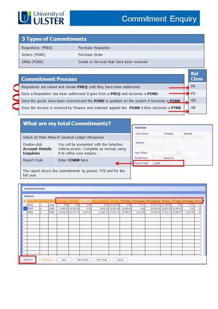 Commitment Enquiry What are my total Commitments? Select e5 Main Menu  General Ledger  Enquiries Double-click Account Details Enquiries You will be presented.