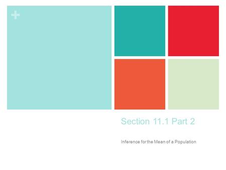 Inference for the Mean of a Population